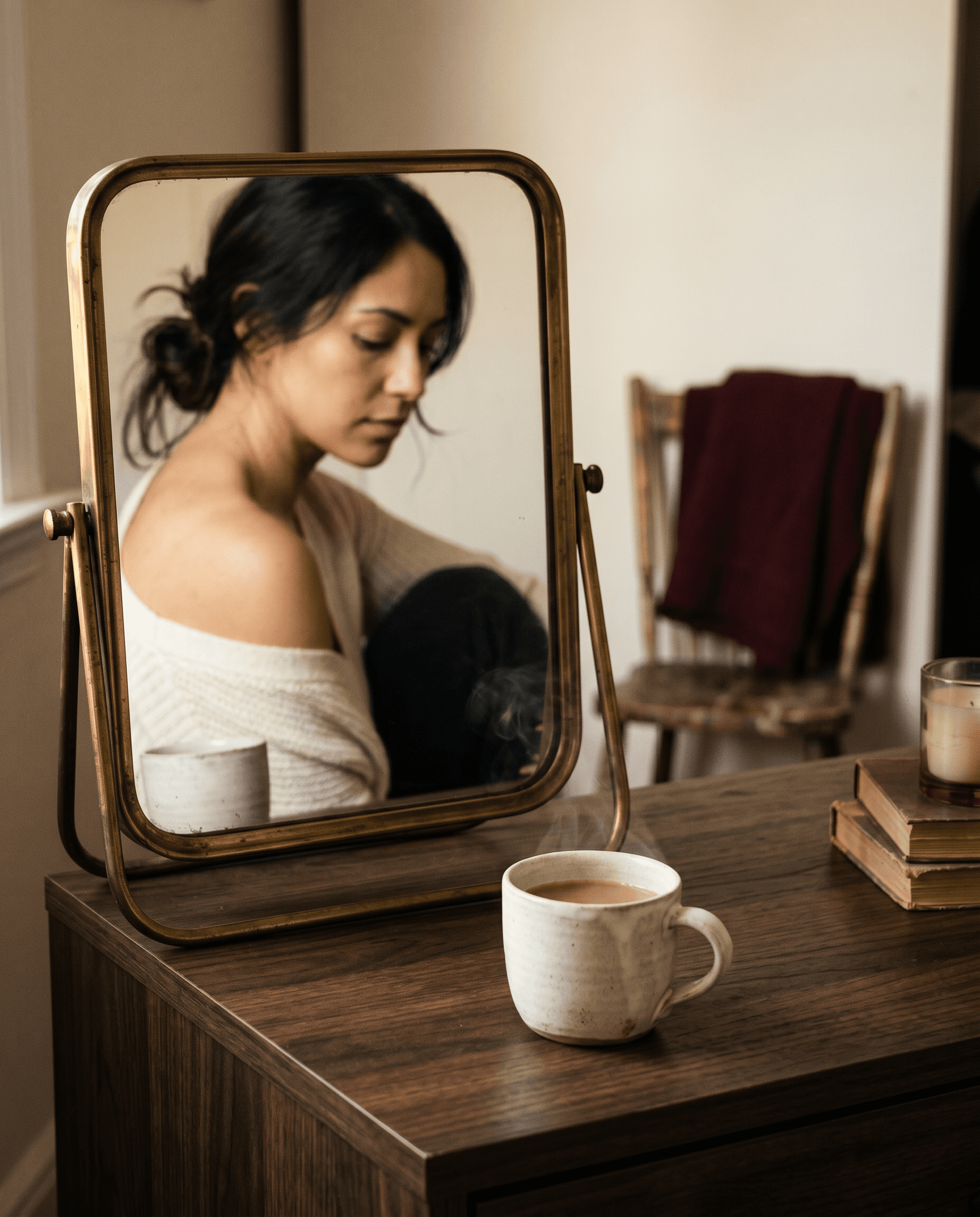 morning ritual · mirror reflection